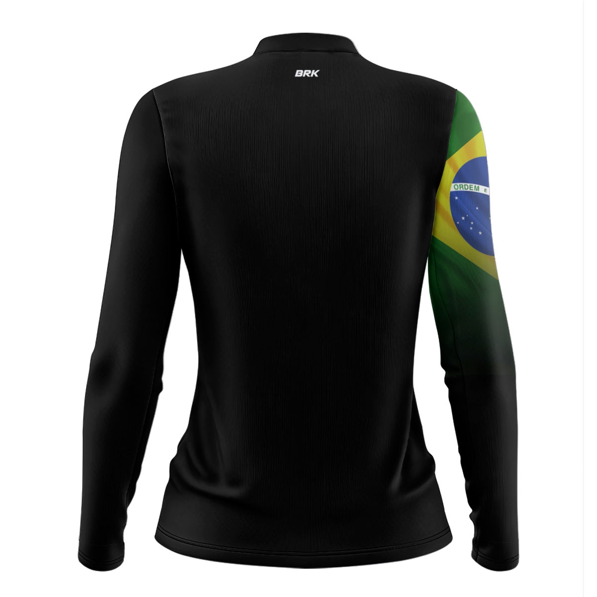 Camisa Feminina Preta Básica Bandeira do Brasil com UV50 - Envio Imediato