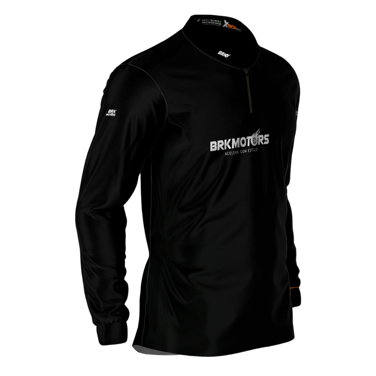 Camisa de Motociclismo Brk Preta Básica com Proteção Solar UV50+