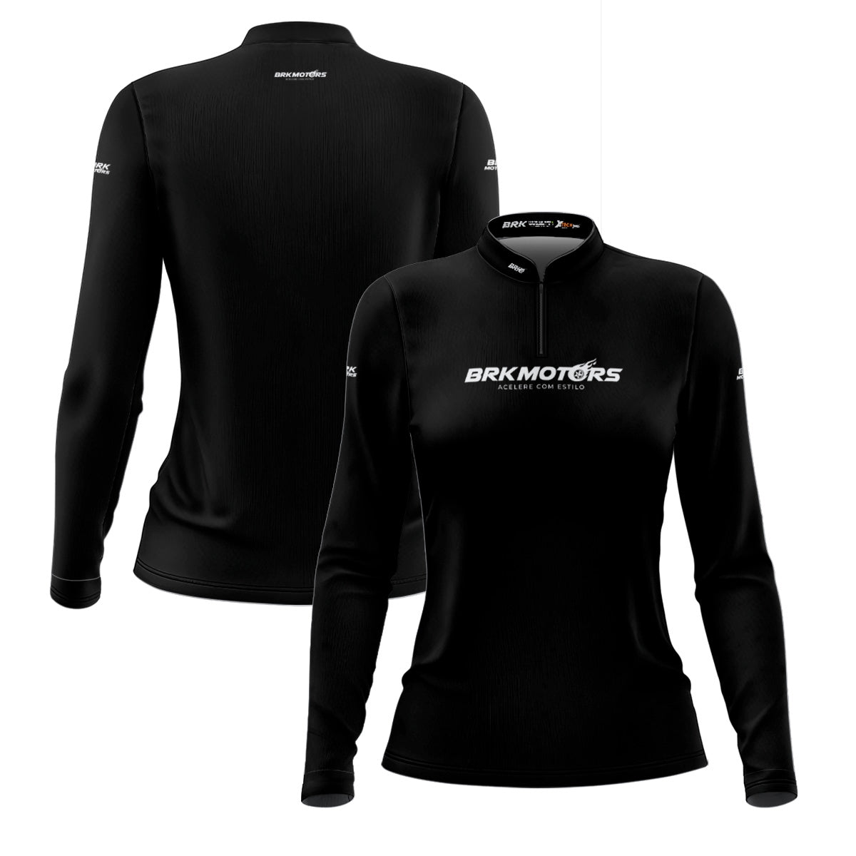Camisa de Motociclismo Feminina Brk Preta Básica com Proteção Solar UV50+