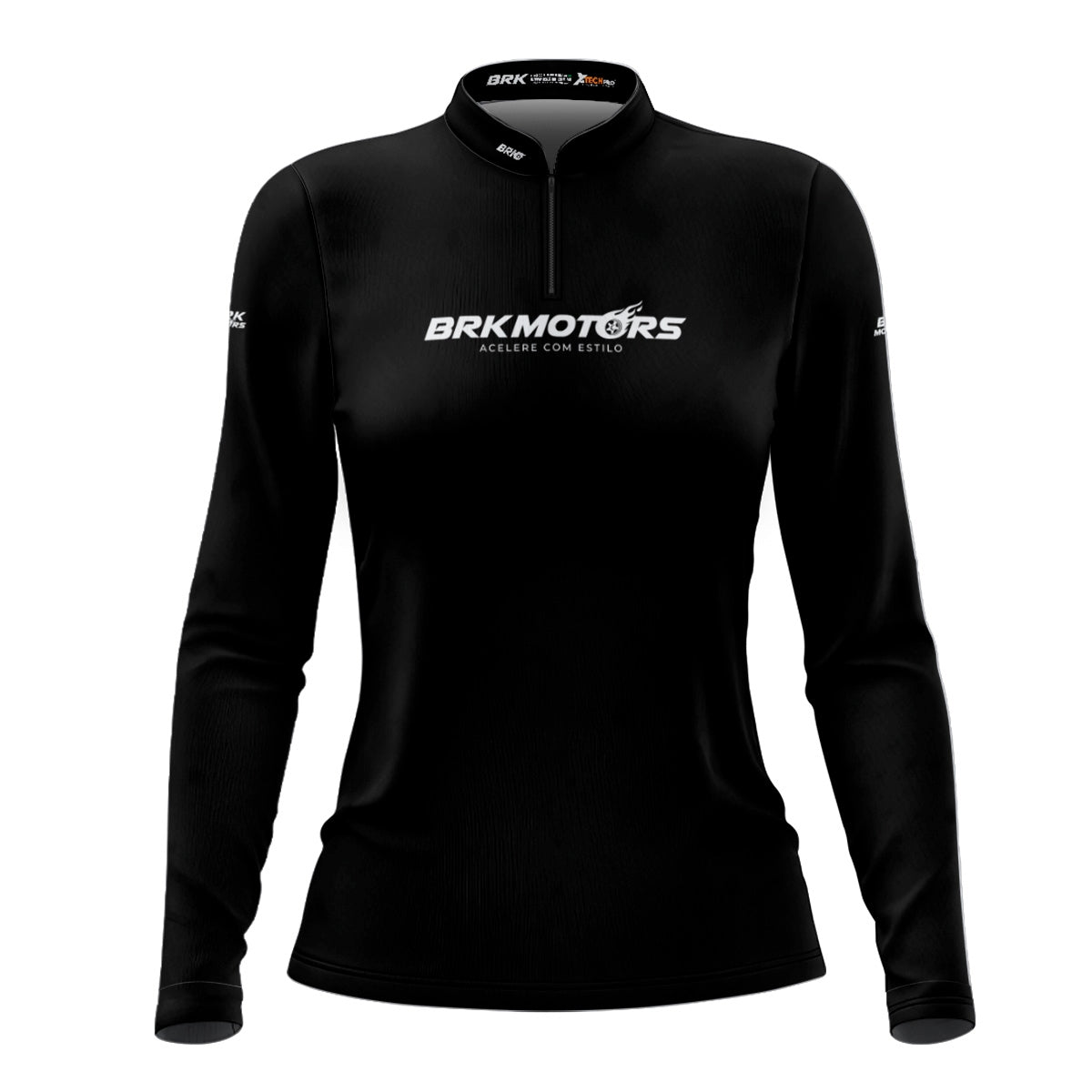 Camisa de Motociclismo Feminina Brk Preta Básica com Proteção Solar UV50+