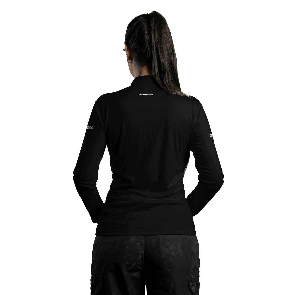 Camisa de Motociclismo Feminina Brk Preta Básica com Proteção Solar UV50+