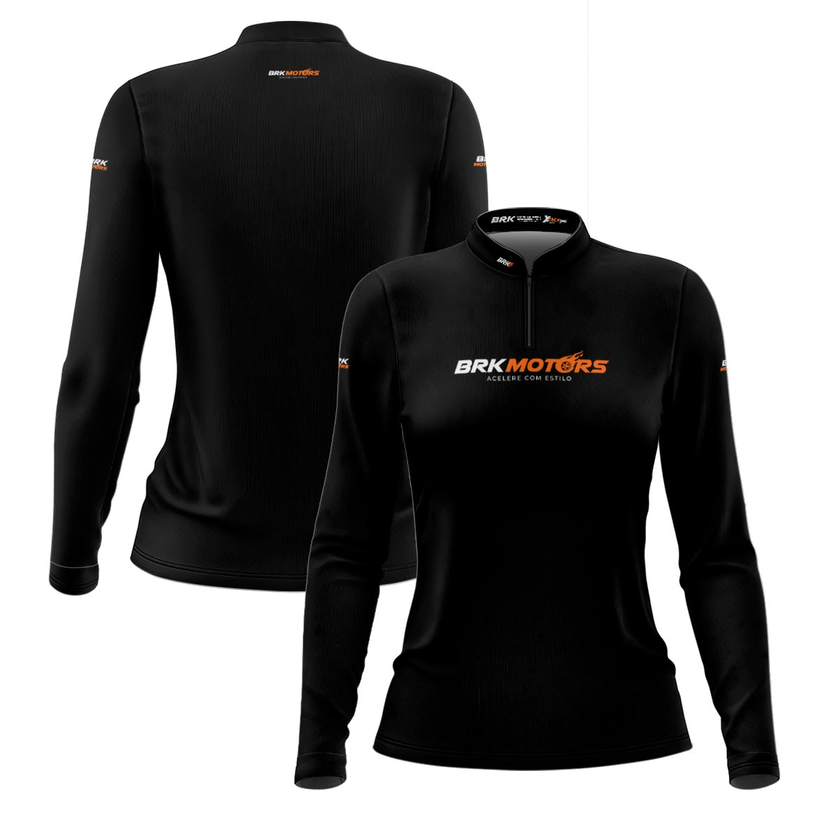 Camisa de Motociclismo Feminina Brk Preta Básica com Proteção Solar UV50+