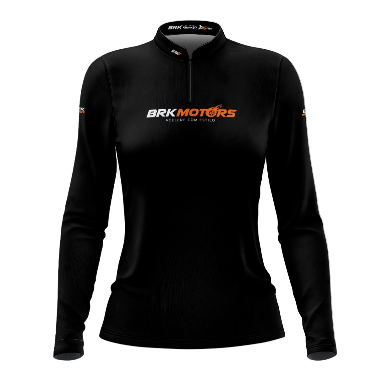 Camisa de Motociclismo Feminina Brk Preta Básica com Proteção Solar UV50+