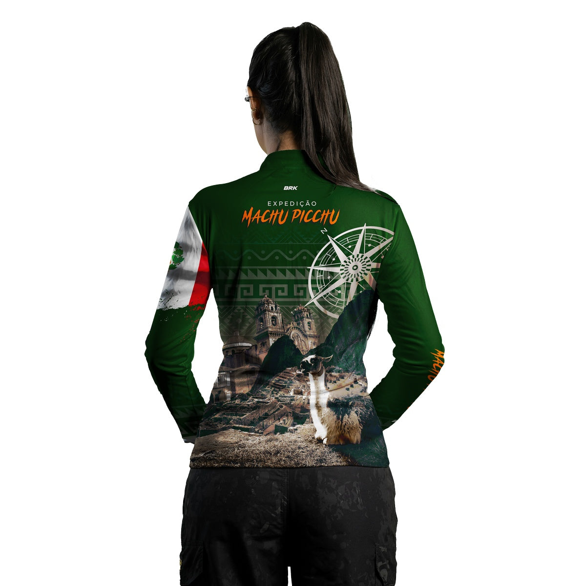 Camisa Feminina Brk Expedição Peru Machu Picchu Verde com Proteção UV50+