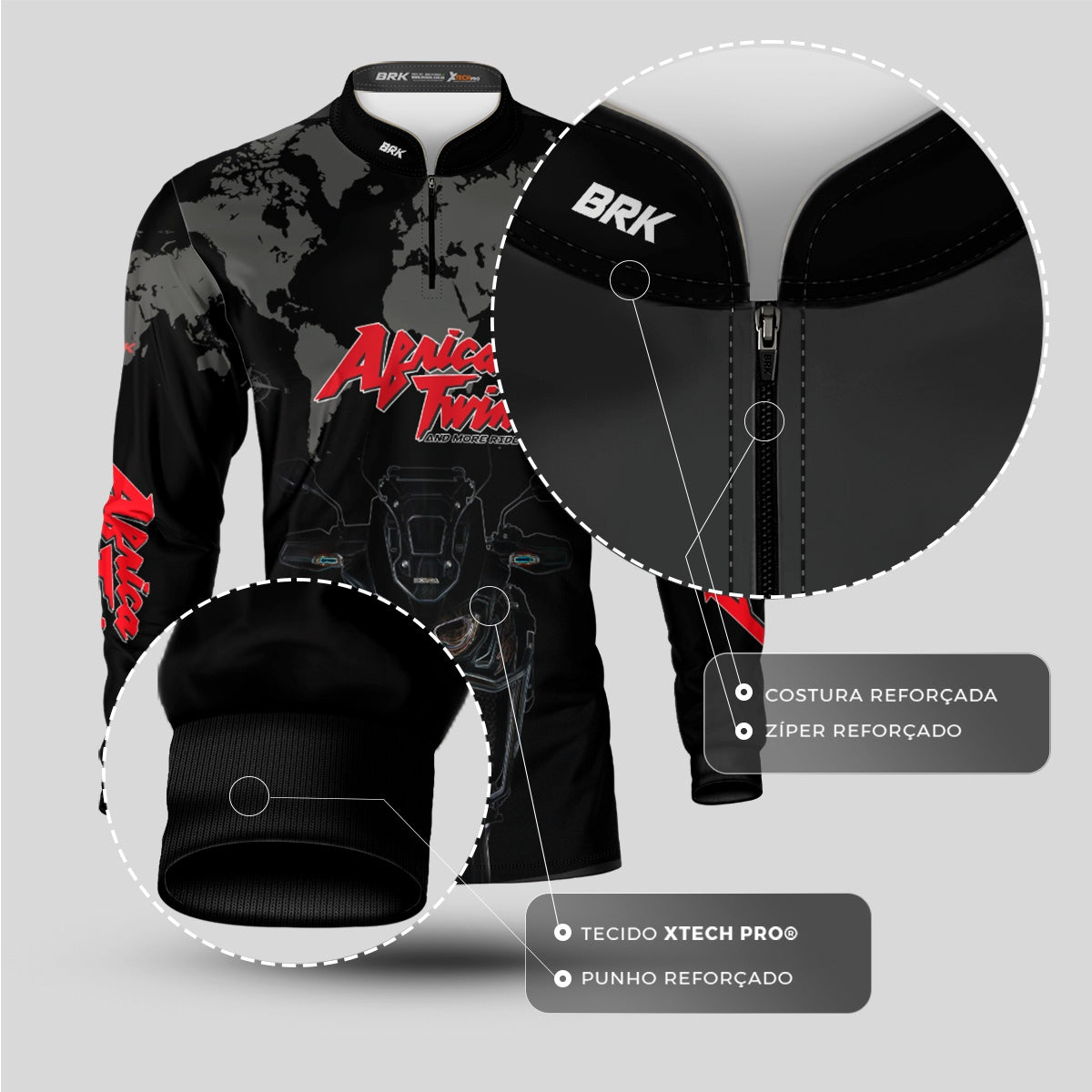 Camisa Motociclismo Brk  Honda África Twin 1100 com Proteção Solar UV50+