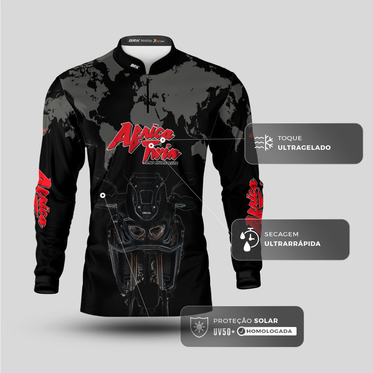 Camisa Motociclismo Brk  Honda África Twin 1100 com Proteção Solar UV50+