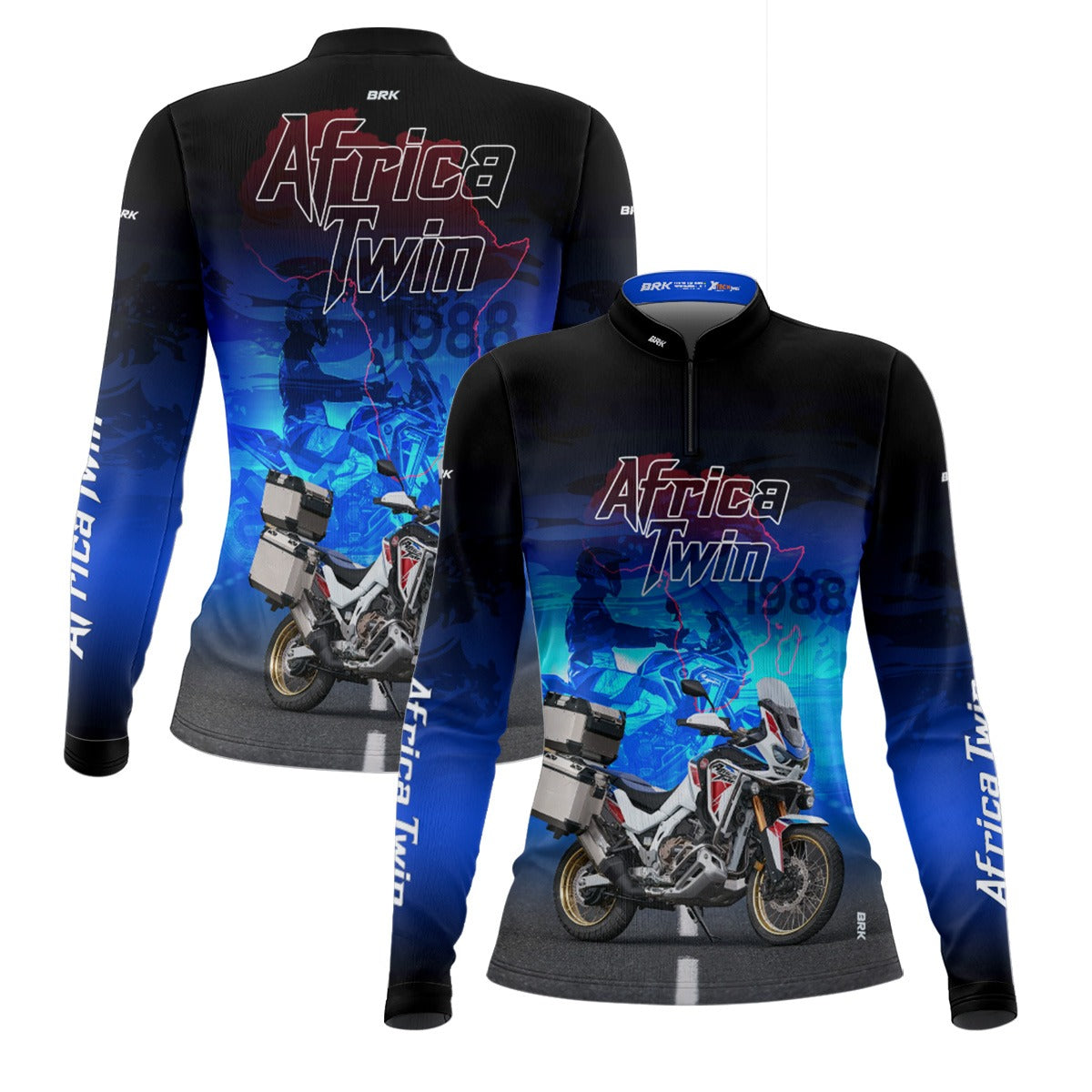 Camisa Feminina Motociclismo Brk Africa Twin Azul com Proteção Solar UV50+