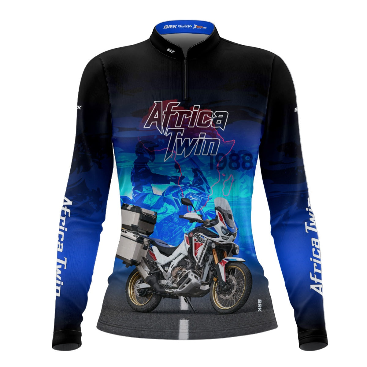 Camisa Feminina Motociclismo Brk Africa Twin Azul com Proteção Solar UV50+
