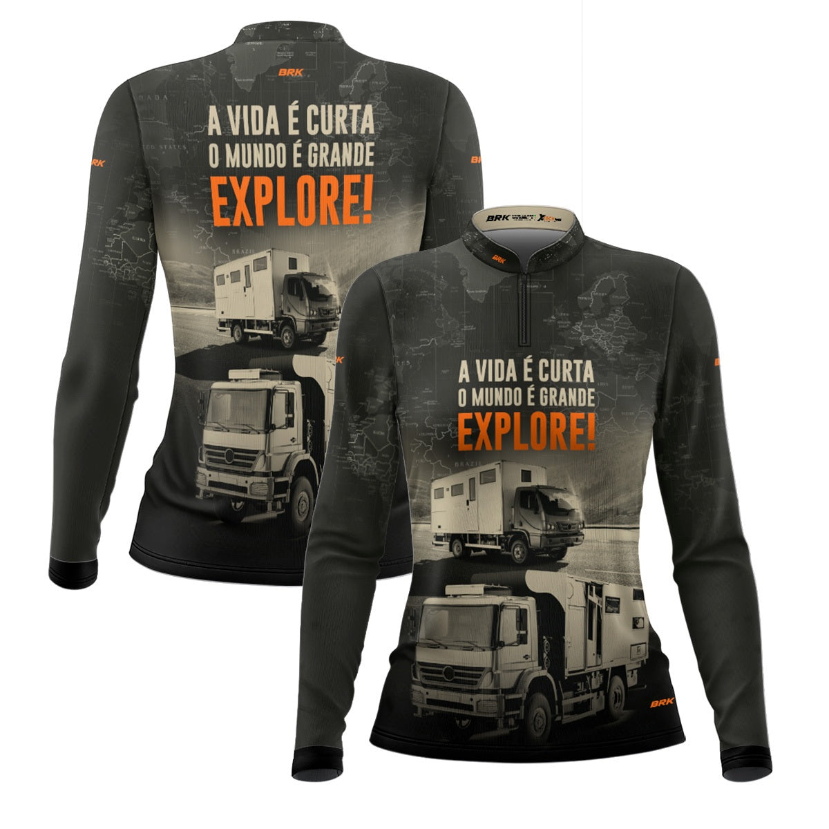 Camisa de Motociclismo Feminina Brk Caminhão Motorhome com Proteção Solar UV50+