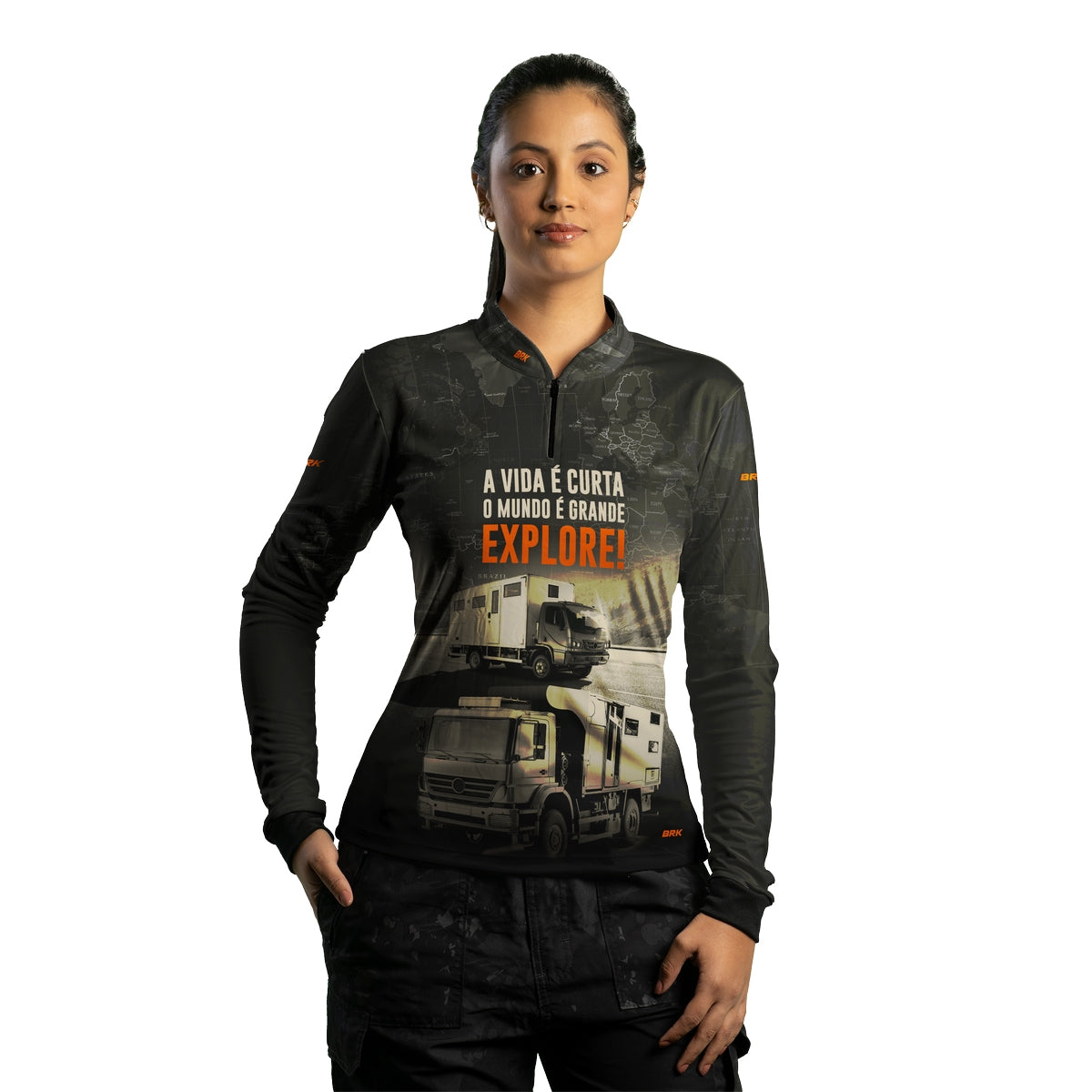 Camisa de Motociclismo Feminina Brk Caminhão Motorhome com Proteção Solar UV50+