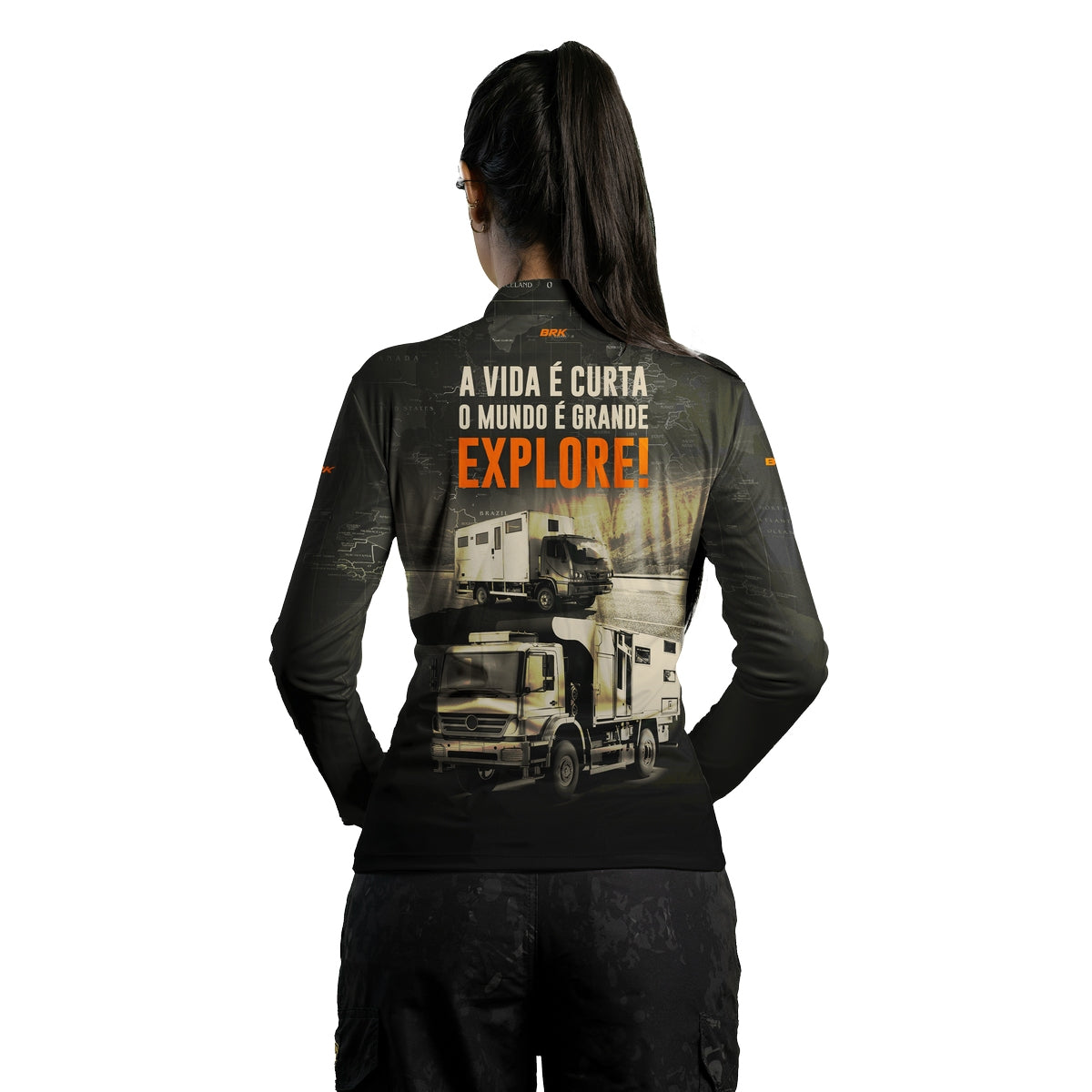 Camisa de Motociclismo Feminina Brk Caminhão Motorhome com Proteção Solar UV50+