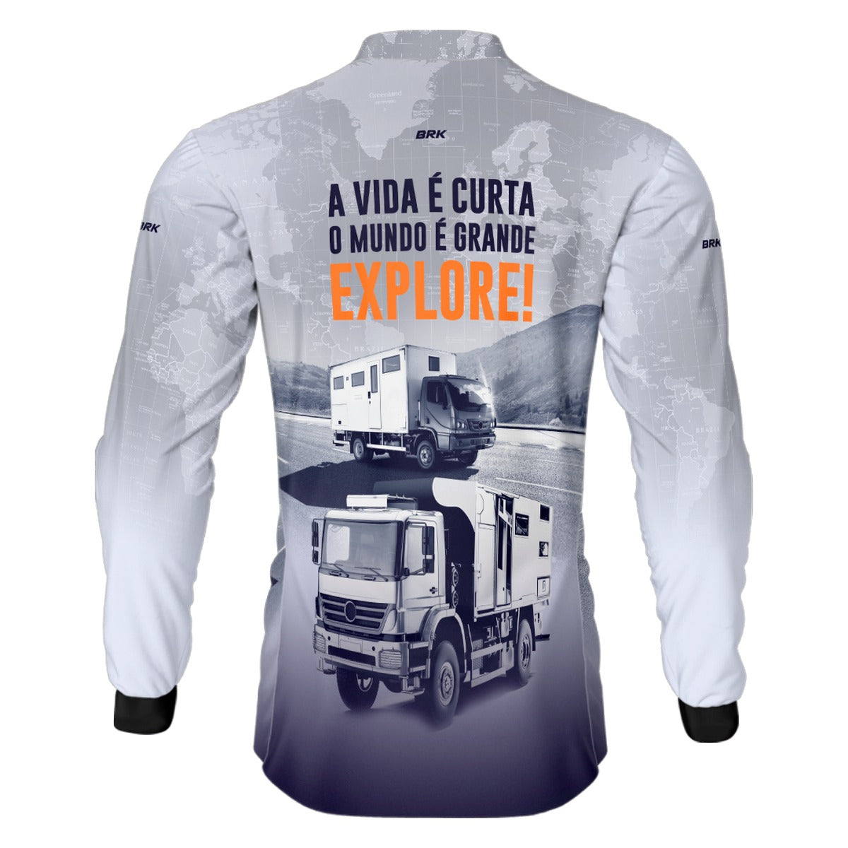 Camisa de Motociclismo Brk Off Road Motorhome Explore Branca com Proteção Solar UV50+