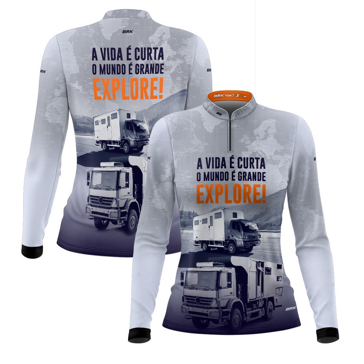 Camisa de Motociclismo Feminina Brk Off Road Motorhome Explore Branca com Proteção Solar UV50+