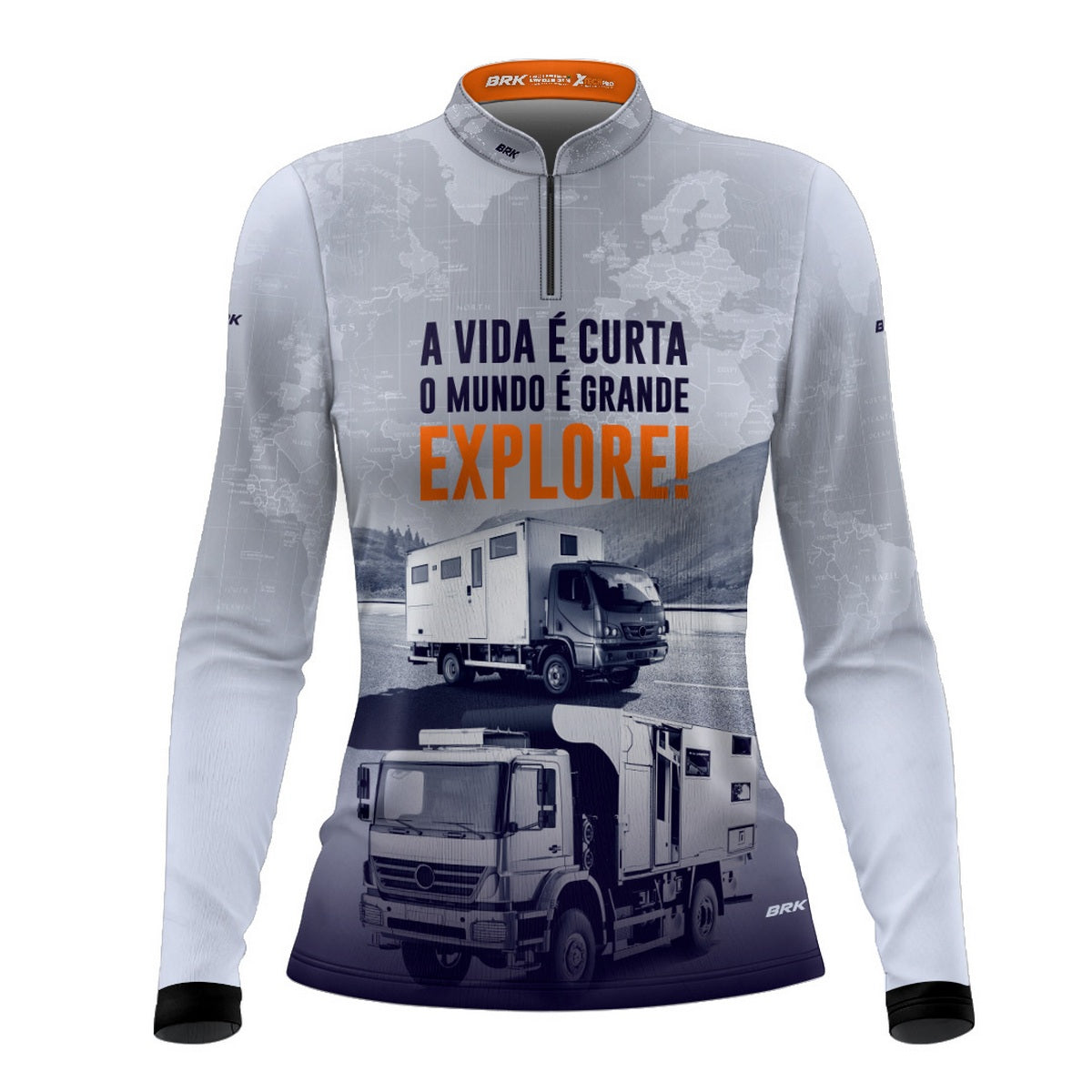 Camisa de Motociclismo Feminina Brk Off Road Motorhome Explore Branca com Proteção Solar UV50+