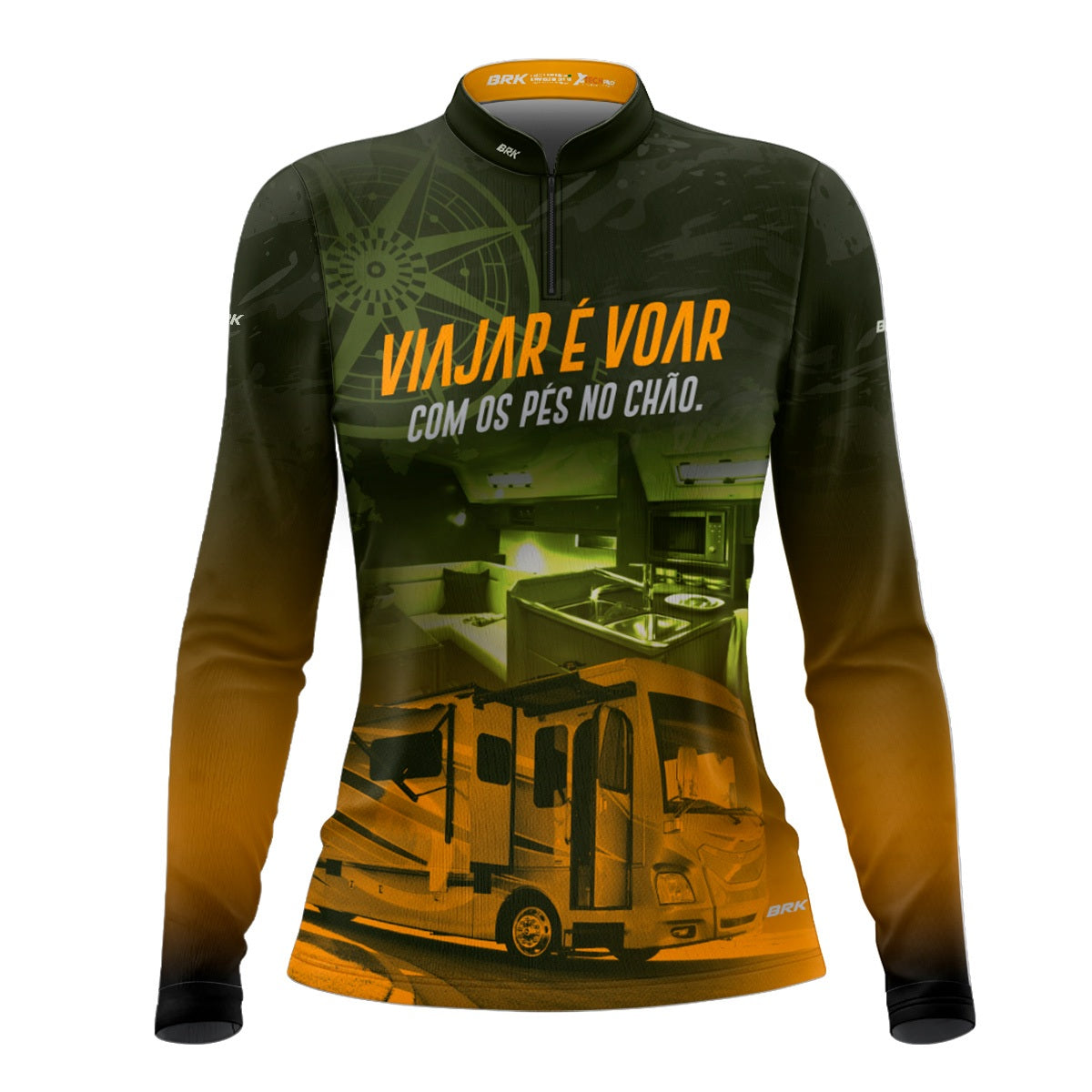 Camisa de Motociclismo Feminina Brk Ônibus Motorhome com Proteção Solar UV50+