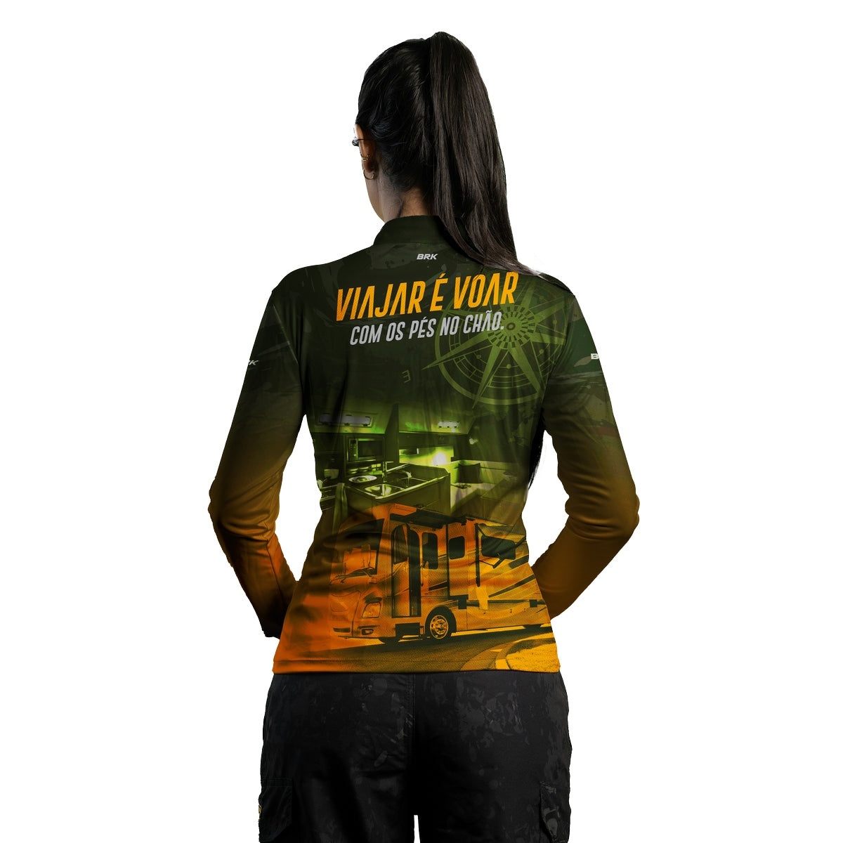 Camisa de Motociclismo Feminina Brk Ônibus Motorhome com Proteção Solar UV50+