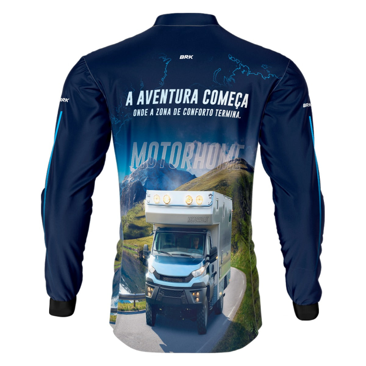 Camisa de Motociclismo Brk Trailer Motorhome Azul com Proteção Solar UV50+