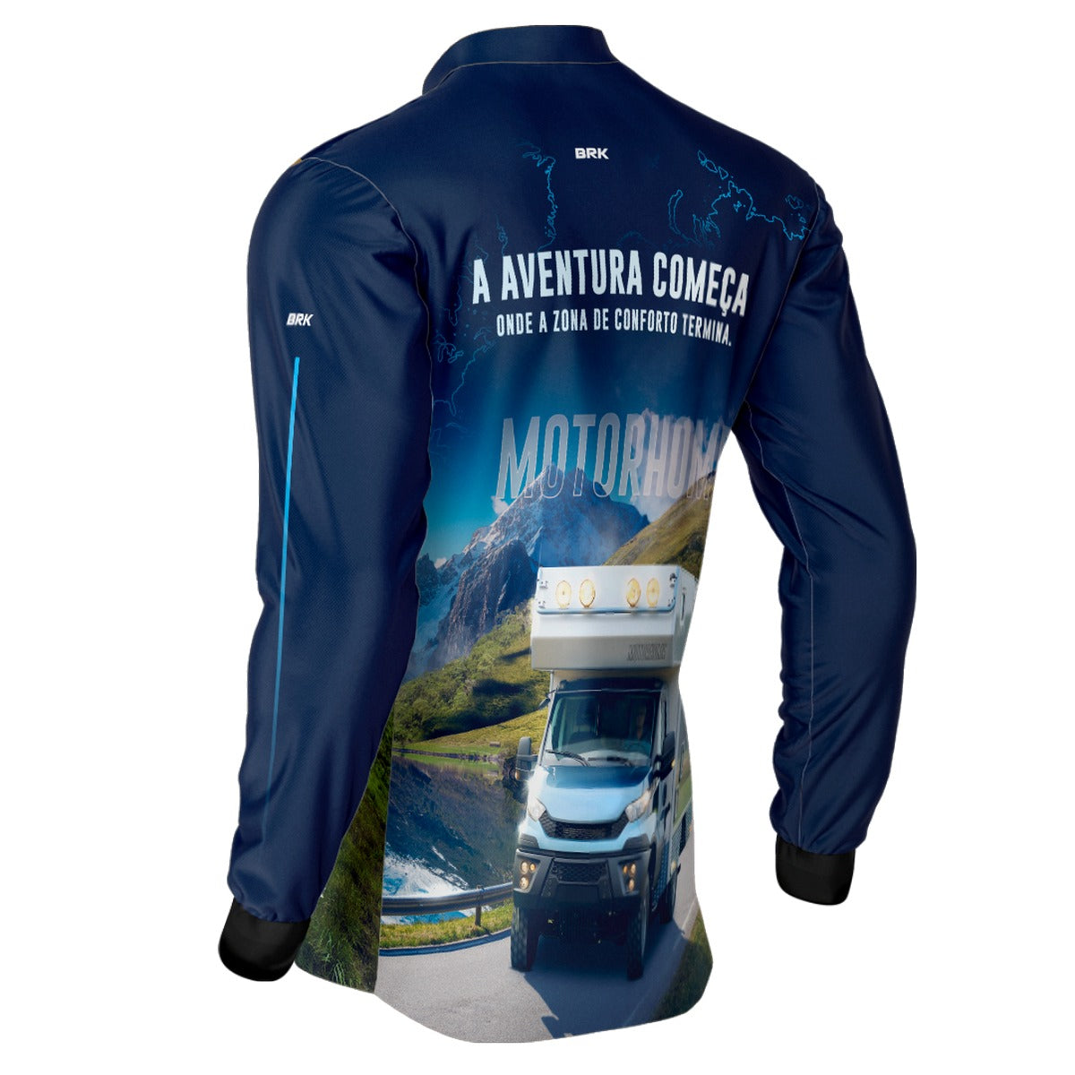 Camisa de Motociclismo Brk Trailer Motorhome Azul com Proteção Solar UV50+