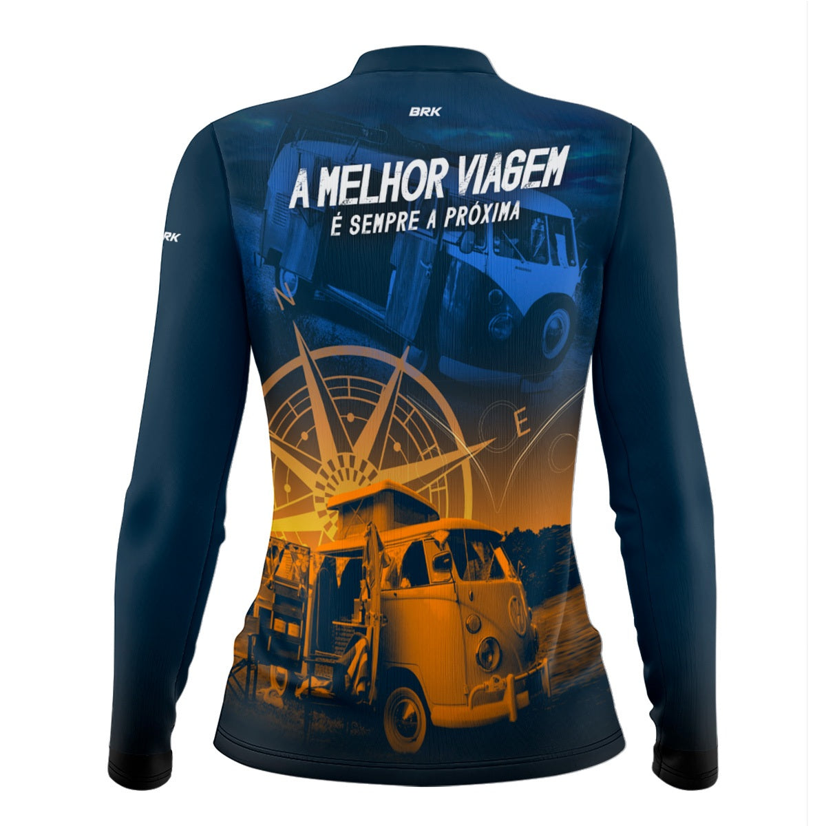 Camisa de Motociclismo Feminina Brk Kombi Motorhome Azul com Proteção Solar UV50+