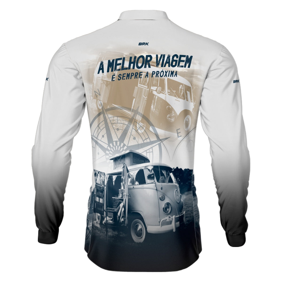 Camisa de Motociclismo Brk Kombi Motorhome Branca com Proteção Solar UV50+