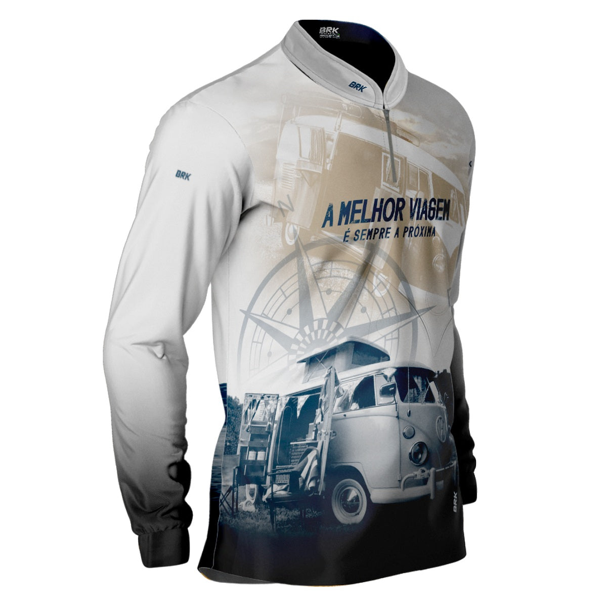 Camisa de Motociclismo Brk Kombi Motorhome Branca com Proteção Solar UV50+