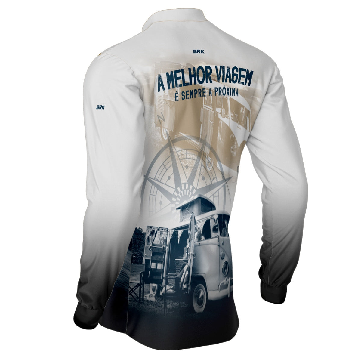 Camisa de Motociclismo Brk Kombi Motorhome Branca com Proteção Solar UV50+