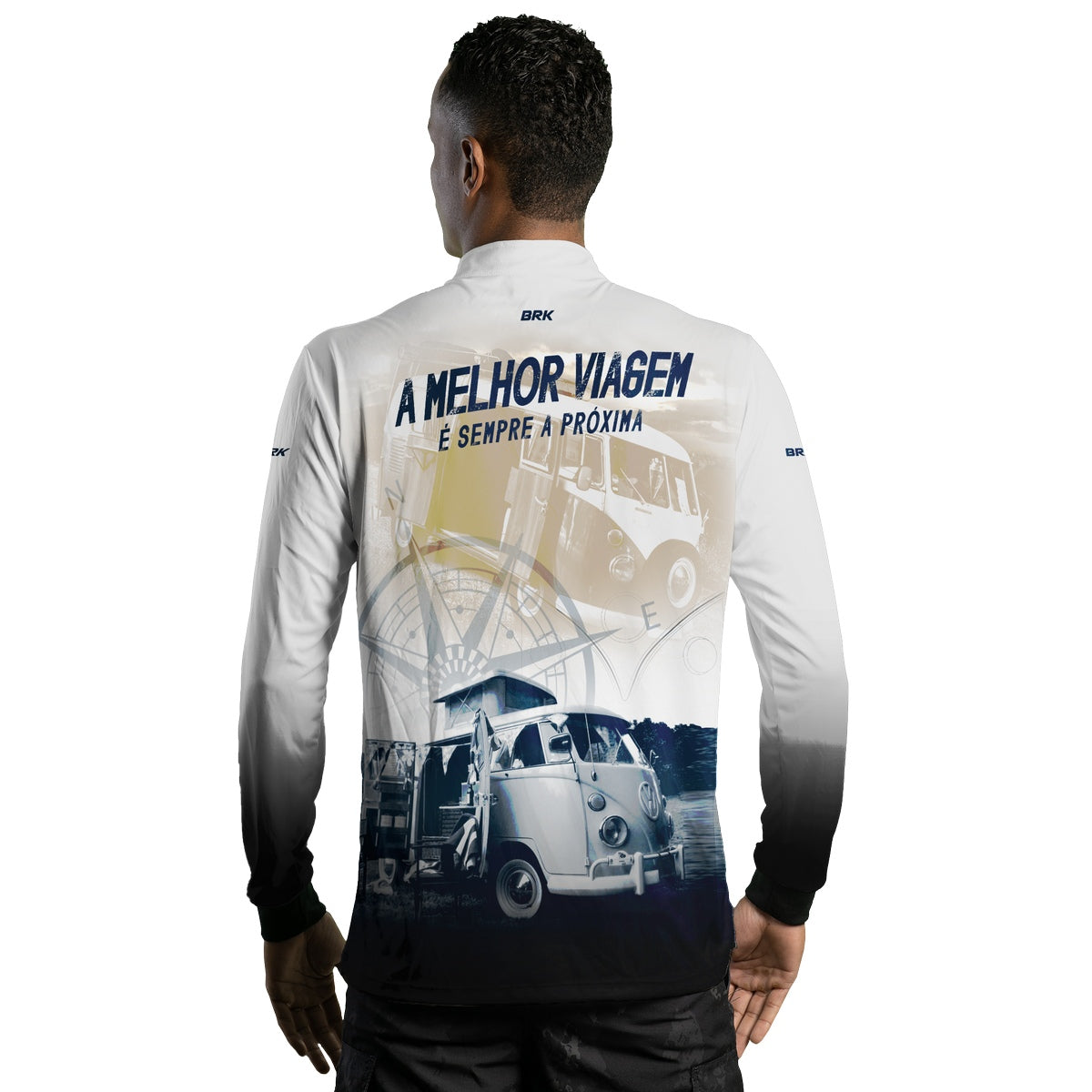 Camisa de Motociclismo Brk Kombi Motorhome Branca com Proteção Solar UV50+