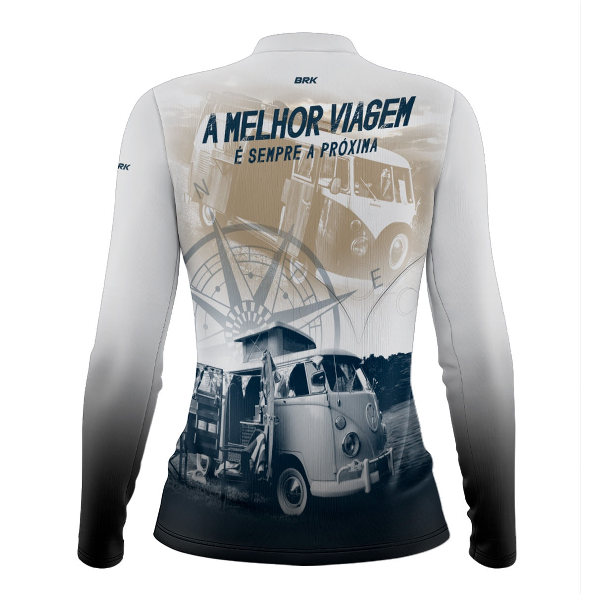 Camisa de Motociclismo Feminina Brk Kombi Motorhome Branca com Proteção Solar UV50+