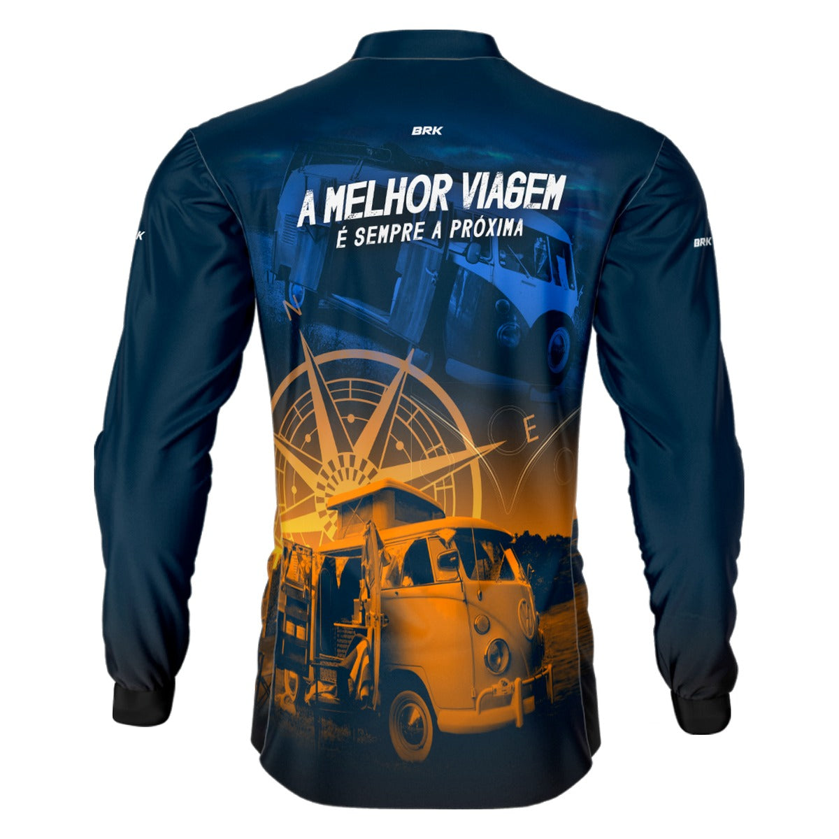 Camisa de Motociclismo Brk Kombi Motorhome Azul com Proteção Solar UV50+