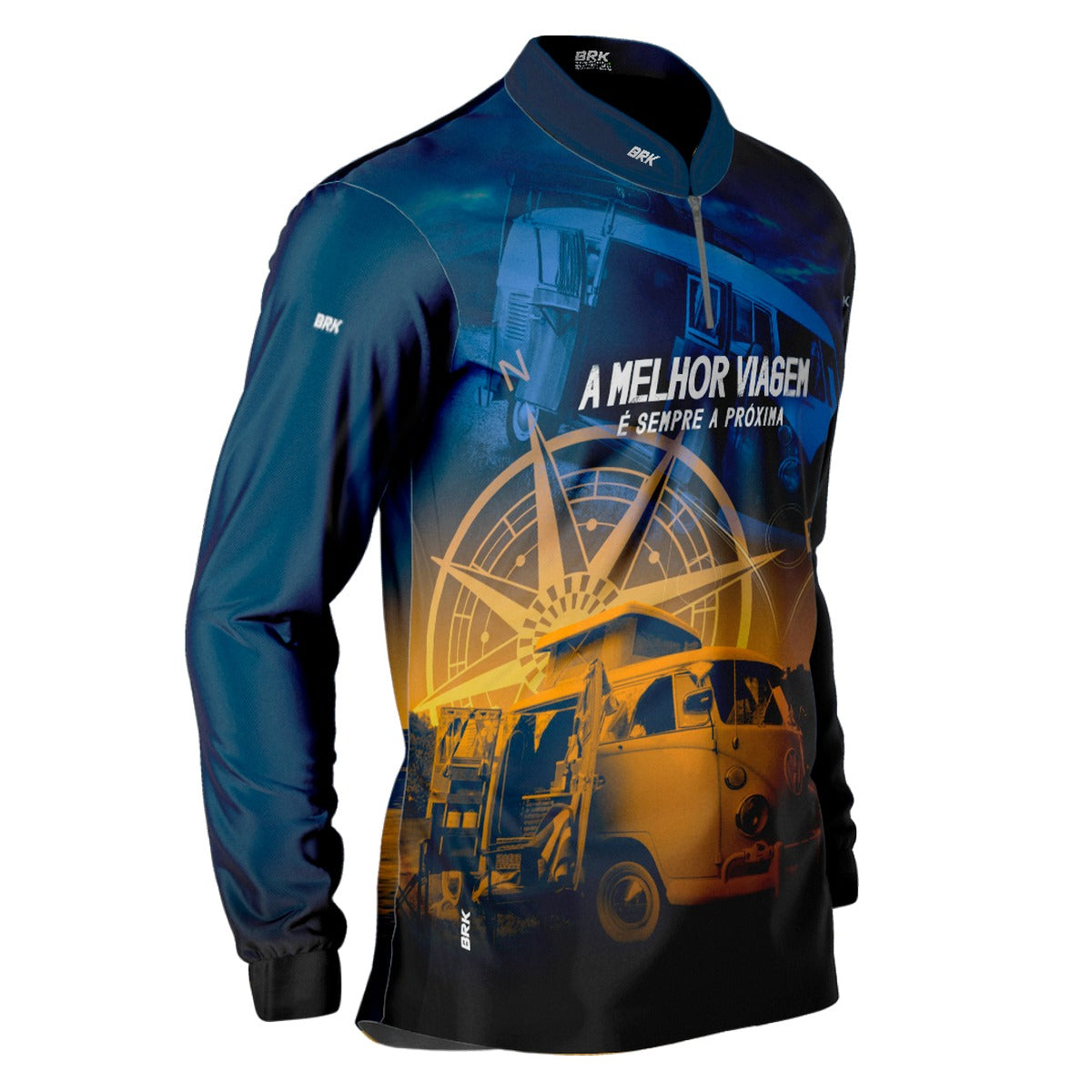 Camisa de Motociclismo Brk Kombi Motorhome Azul com Proteção Solar UV50+
