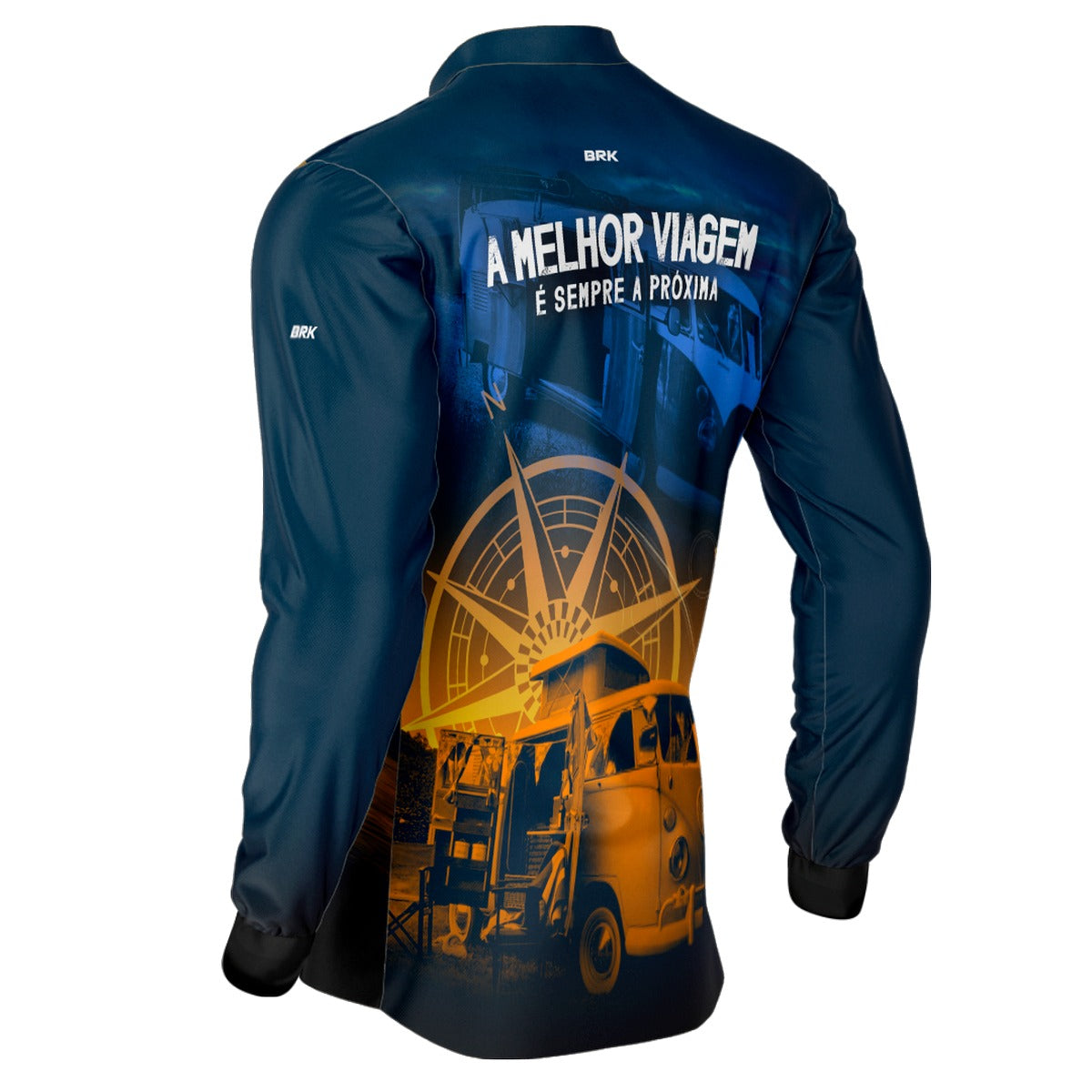 Camisa de Motociclismo Brk Kombi Motorhome Azul com Proteção Solar UV50+