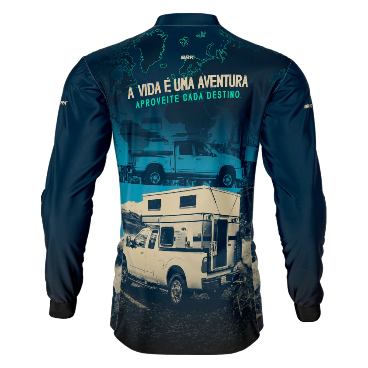 Camisa de Motociclismo Brk Caminhonete Motorhome Azul com Proteção Solar UV50+