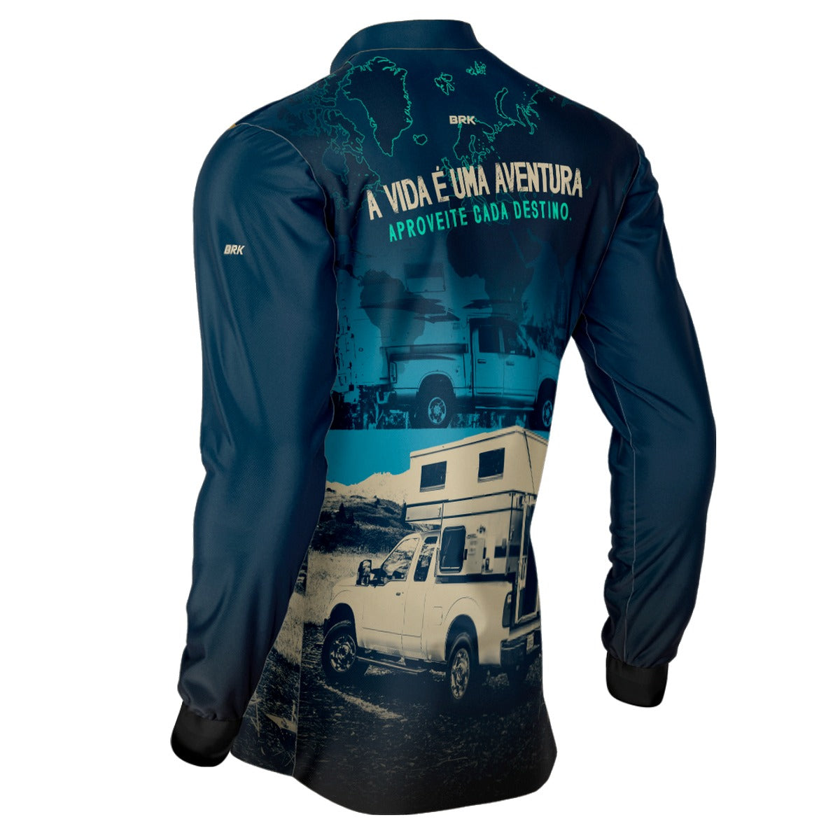 Camisa de Motociclismo Brk Caminhonete Motorhome Azul com Proteção Solar UV50+