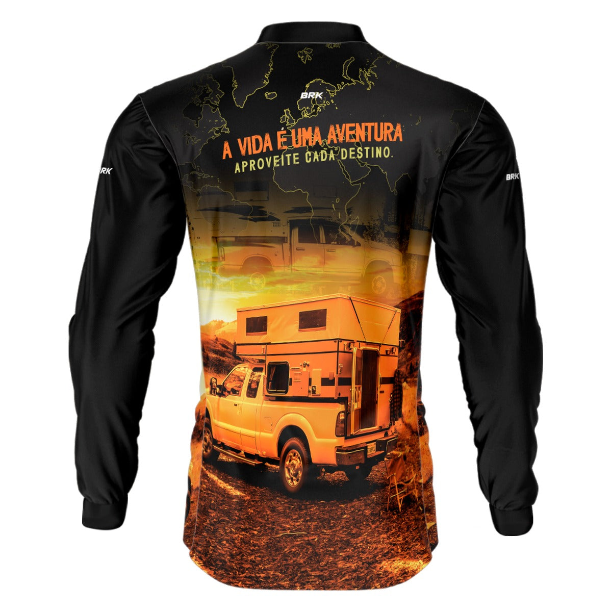 Camisa de Motociclismo Brk Caminhonete Motorhome Laranja com Proteção Solar UV50+