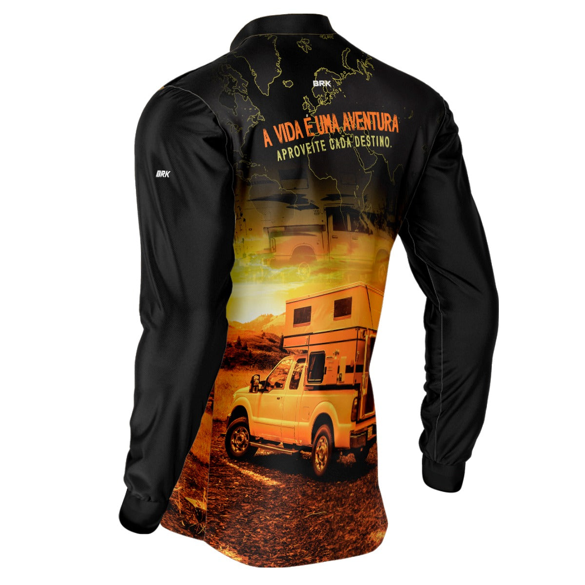 Camisa de Motociclismo Brk Caminhonete Motorhome Laranja com Proteção Solar UV50+