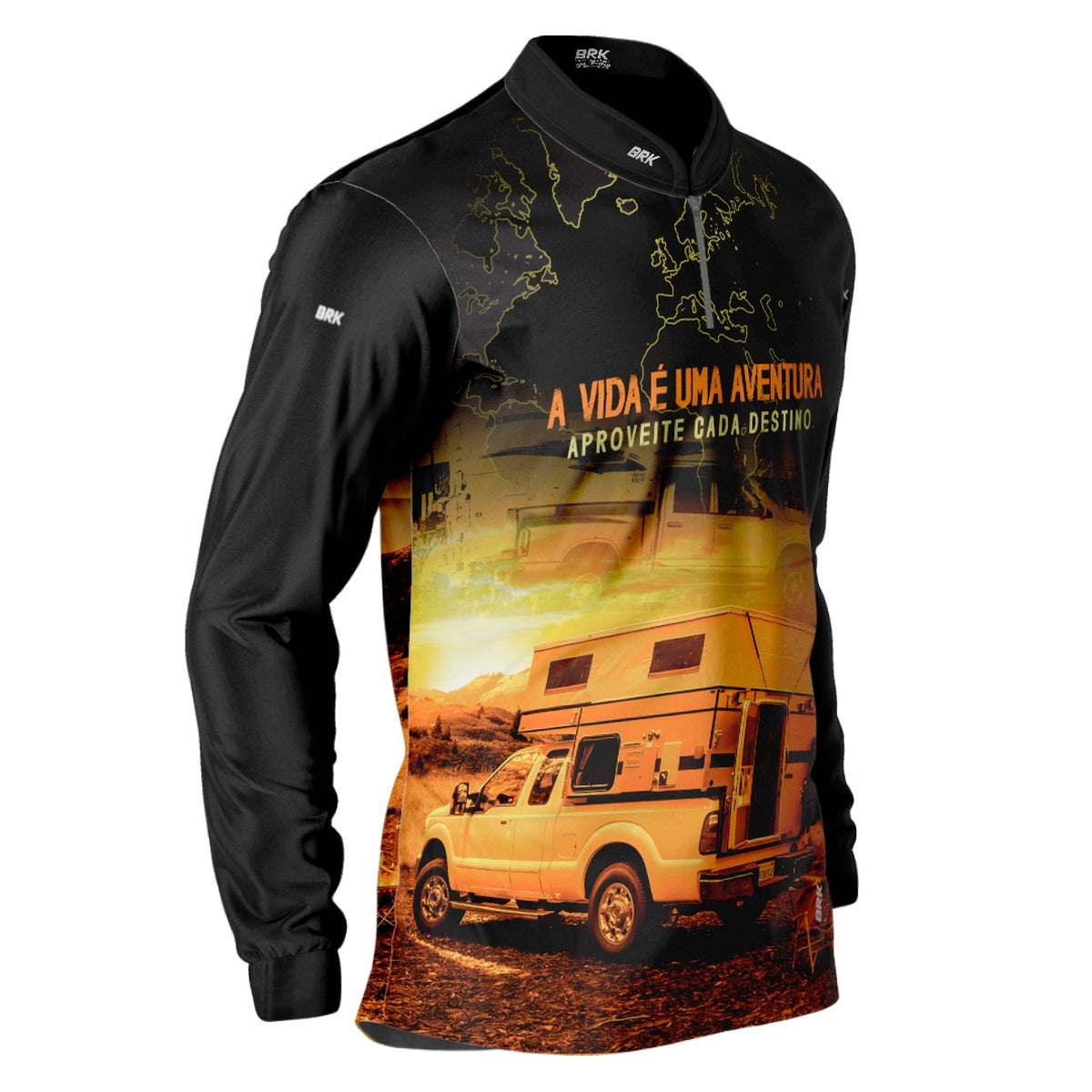 Camisa de Motociclismo Brk Caminhonete Motorhome Laranja com Proteção Solar UV50+