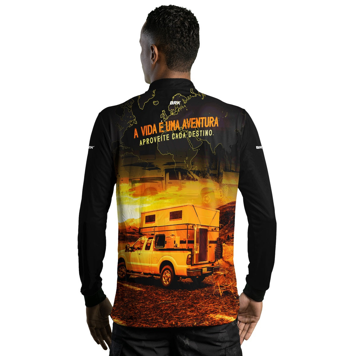 Camisa de Motociclismo Brk Caminhonete Motorhome Laranja com Proteção Solar UV50+