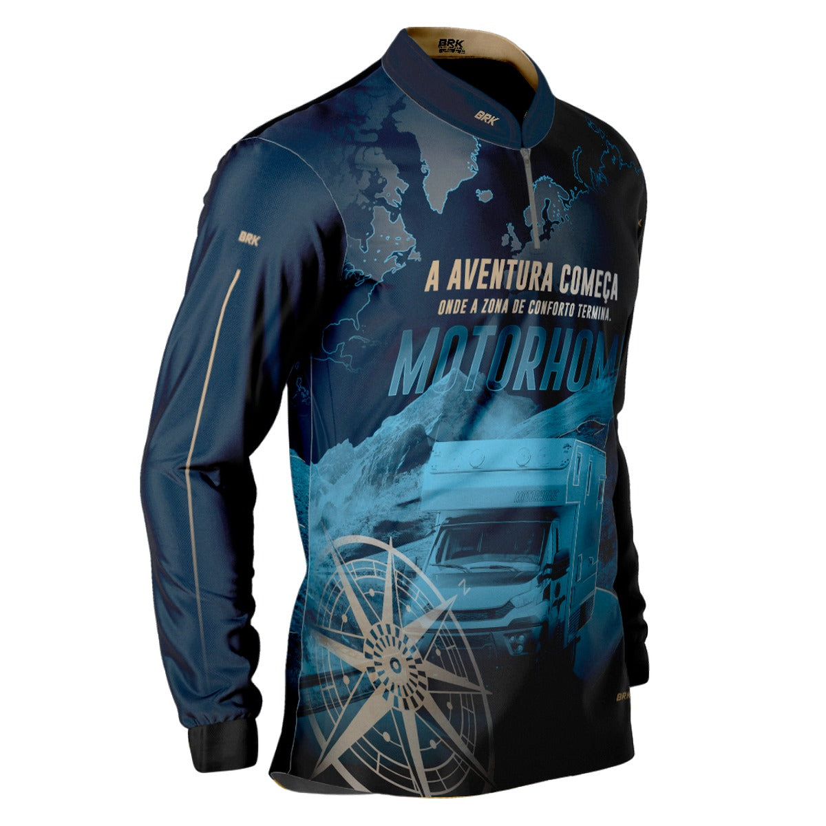 Camisa de Motociclismo Brk Motorhome Azul com Proteção Solar UV50+