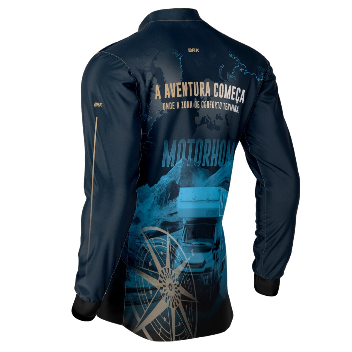Camisa de Motociclismo Brk Motorhome Azul com Proteção Solar UV50+