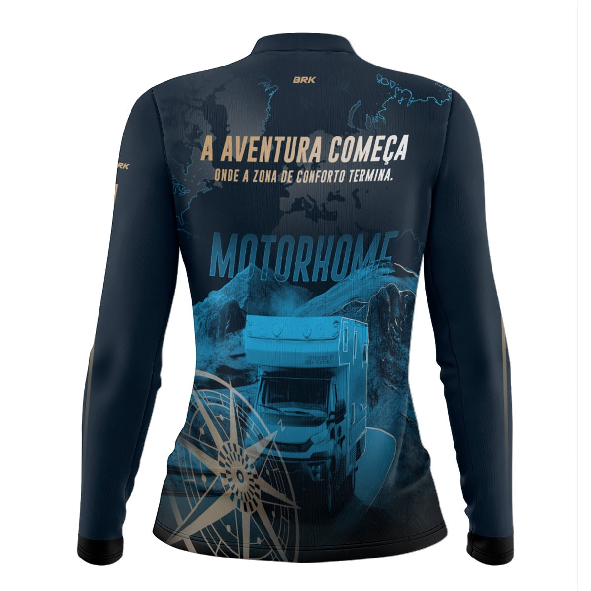 Camisa de Motociclismo Feminina Brk Motorhome Azul com Proteção Solar UV50+