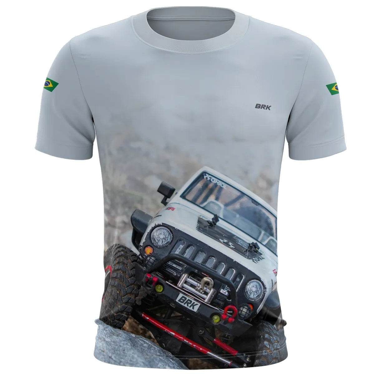 Camiseta Brk Jipe Branco Rock Crawling com Proteção Solar UV50+