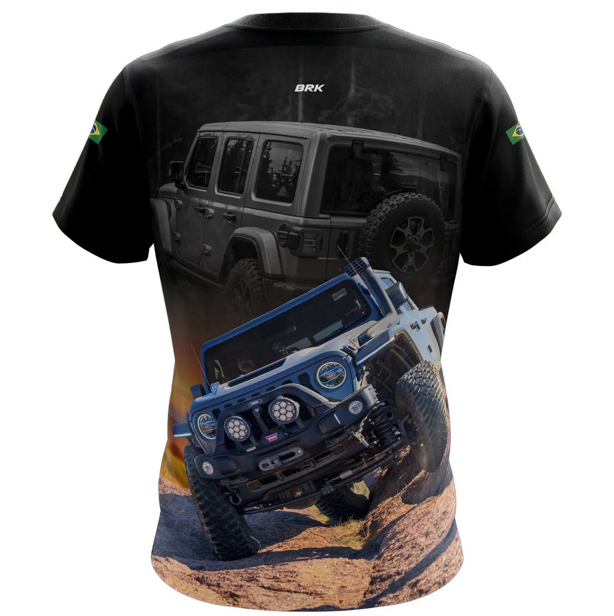 Camiseta Brk Jipe Preta Rock Crawling com Proteção Solar UV50+