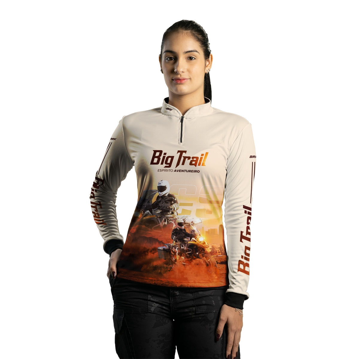 Camisa de Motociclismo Feminina Brk R 1200 GS Premium Branca com Proteção Solar UV50+