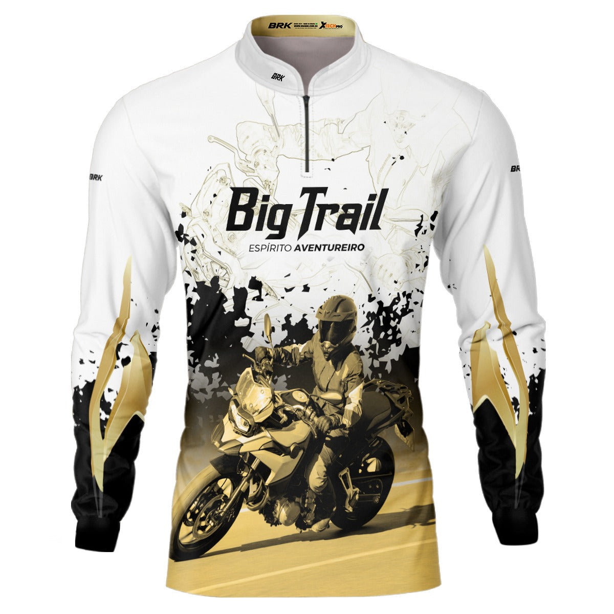 Camisa de Motociclismo Brk F 750 GS Branca com Proteção Solar UV50+