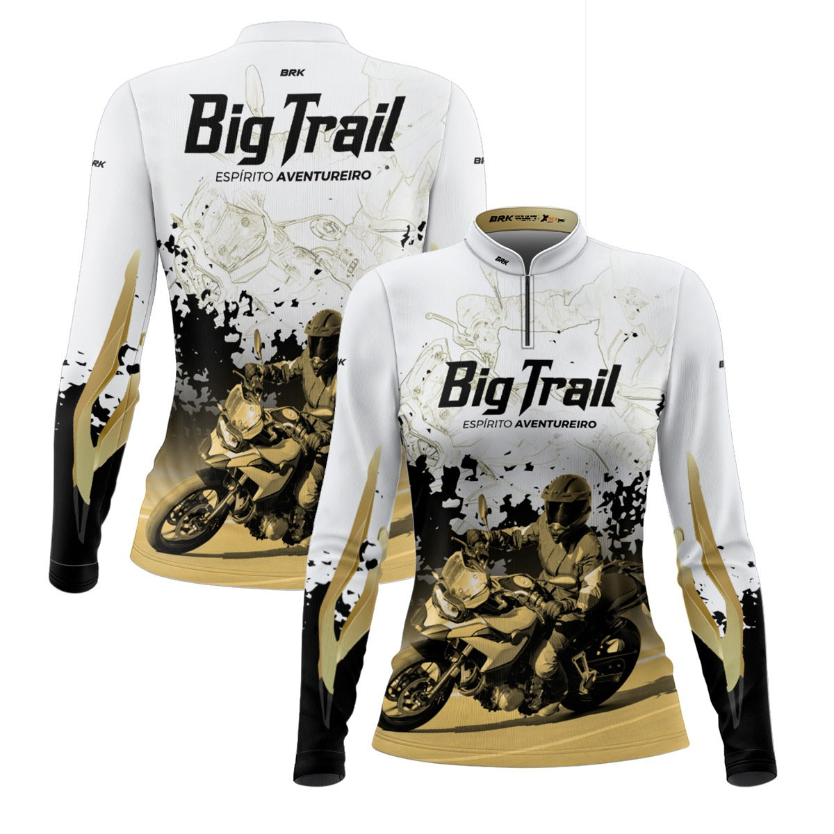 Camisa de Motociclismo Feminina Brk F 750 GS Branca com Proteção Solar UV50+
