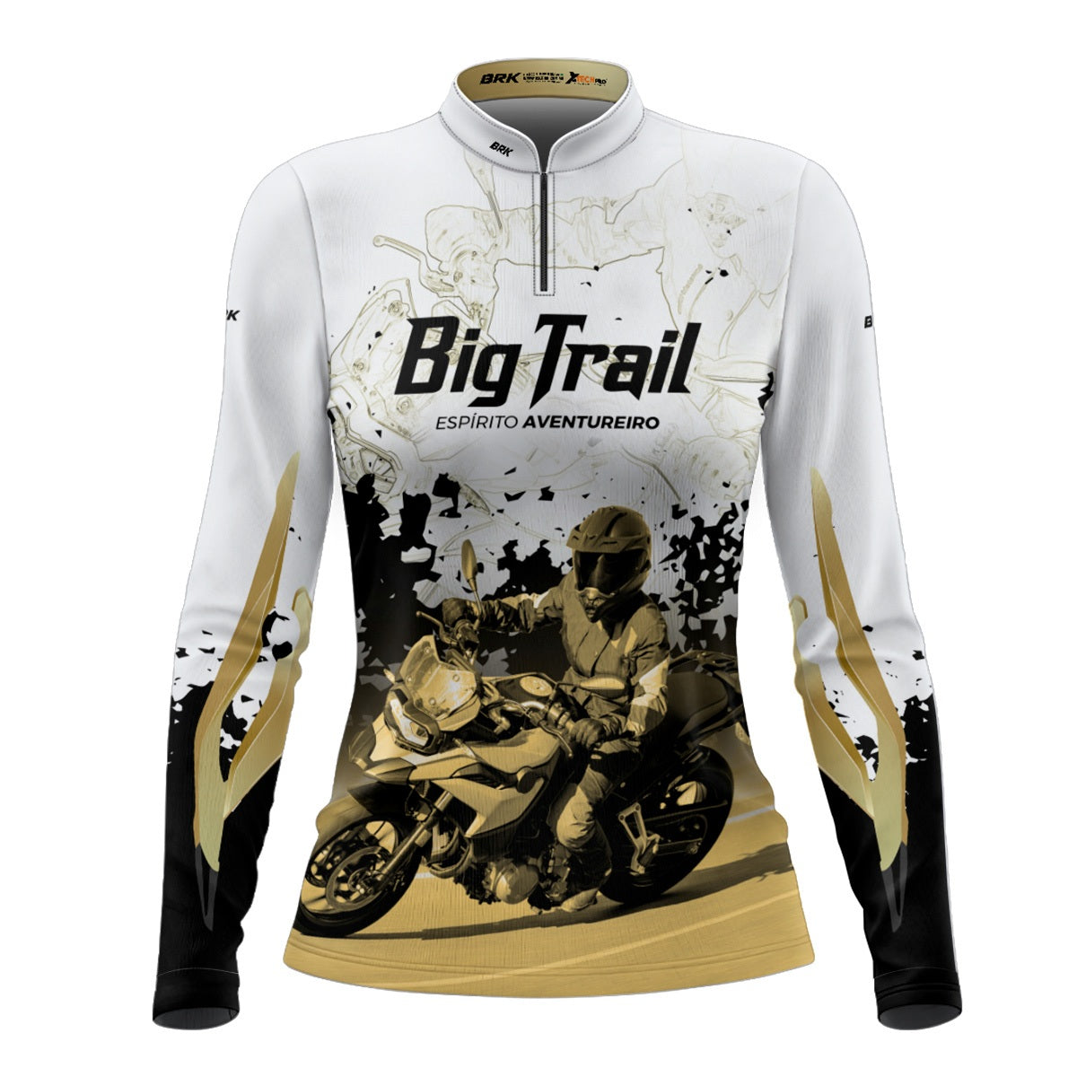 Camisa de Motociclismo Feminina Brk F 750 GS Branca com Proteção Solar UV50+