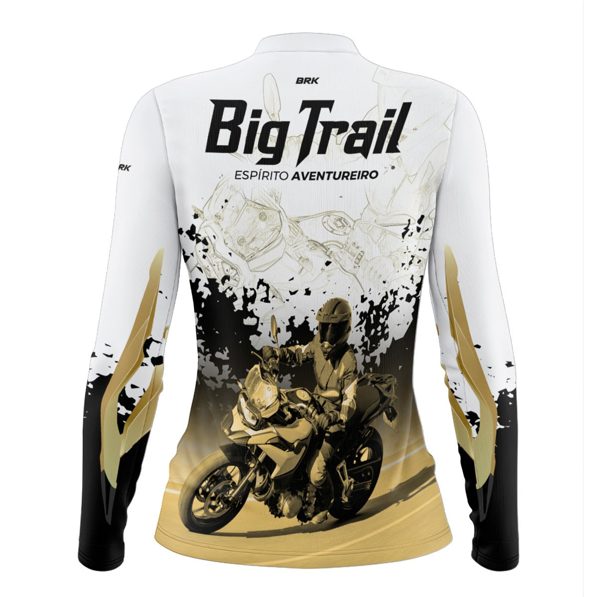 Camisa de Motociclismo Feminina Brk F 750 GS Branca com Proteção Solar UV50+
