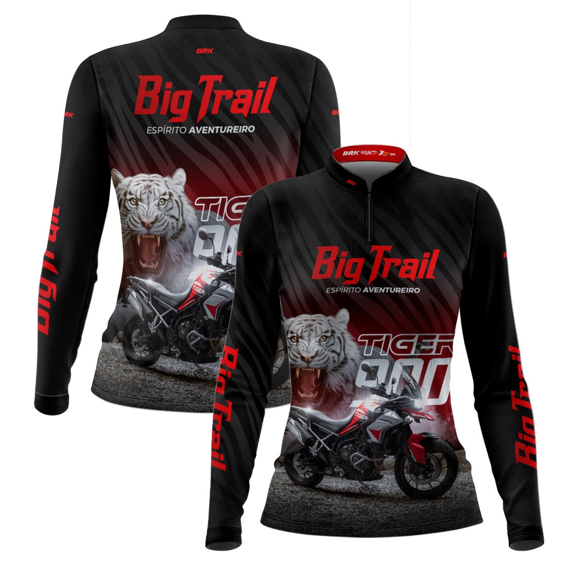 Camisa de Motociclismo Feminina Brk Preta Moto Himalayan com Proteção Solar UV50+