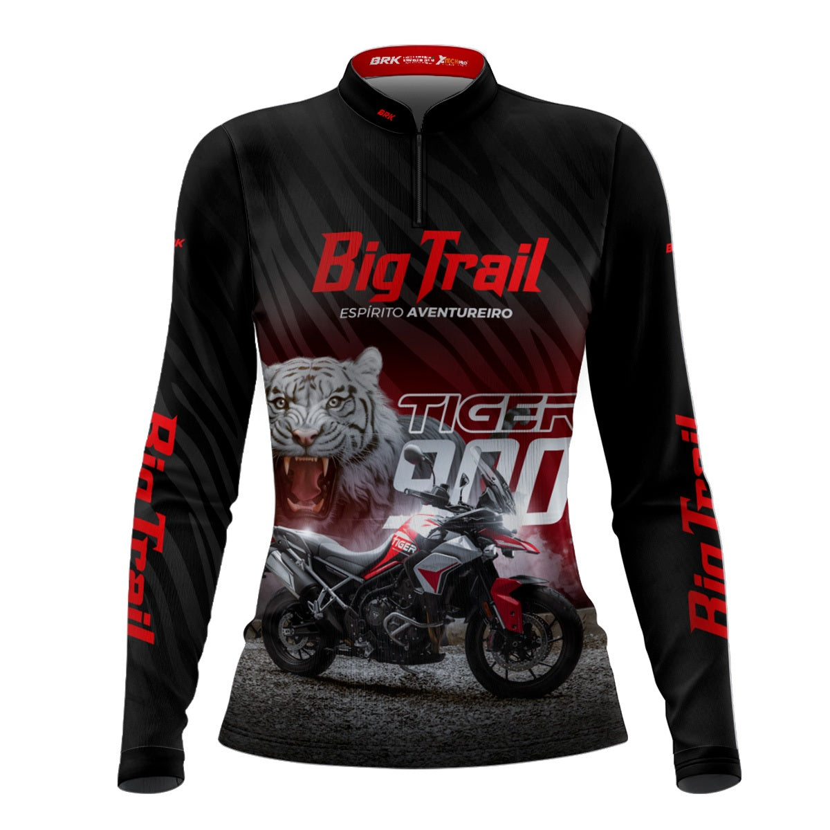 Camisa de Motociclismo Feminina Brk Preta Moto Himalayan com Proteção Solar UV50+