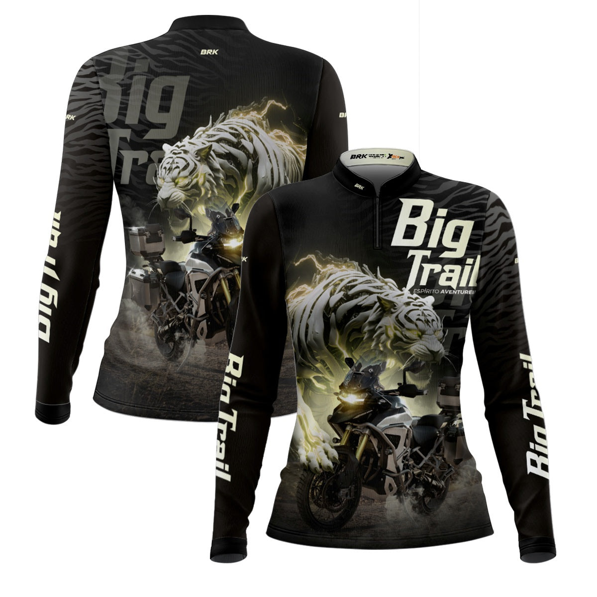 Camisa de Motociclismo Feminina Brk Tiger 1200 Rally Pro Preta com Proteção UV50+
